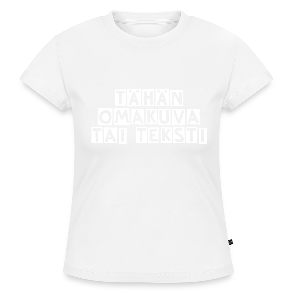 Naisten Baby Tee omalla kuvalla - valkoinen