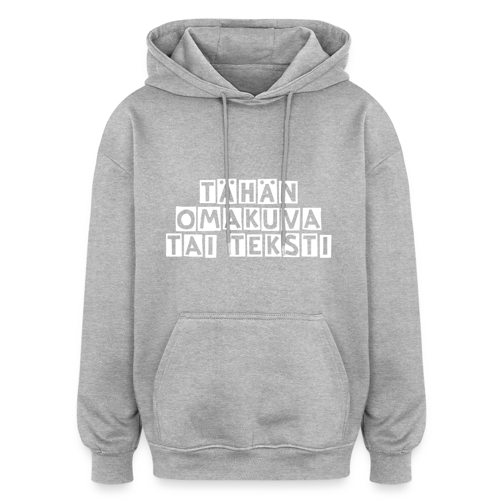 Unisex oversize huppari omalla kuvalla - harmaasävyinen