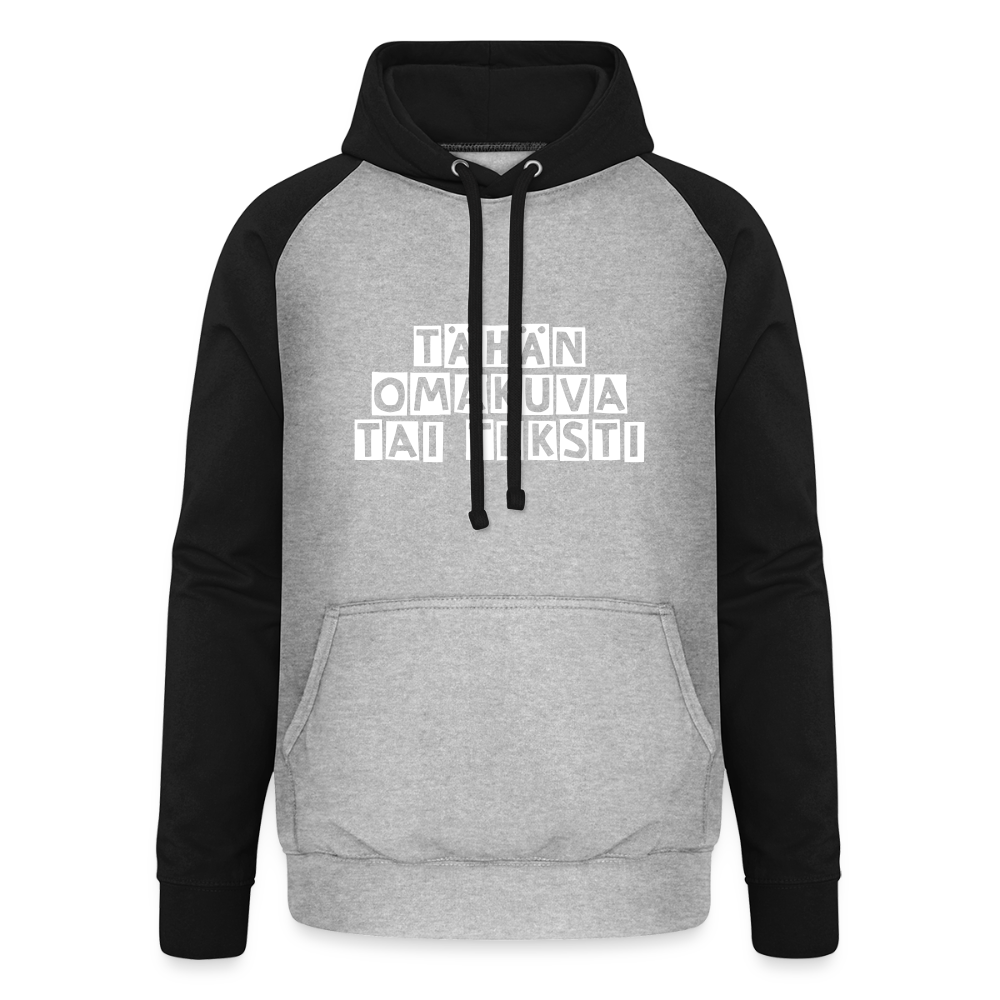 Unisex baseball-huppari omalla kuvalla - harmaasävyinen/musta