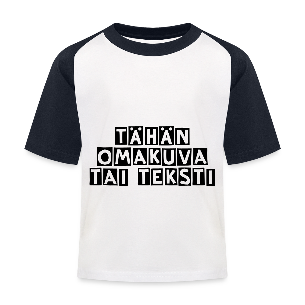Lasten pesäpallo -t-paita omalla kuvalla - valkoinen/laivasto