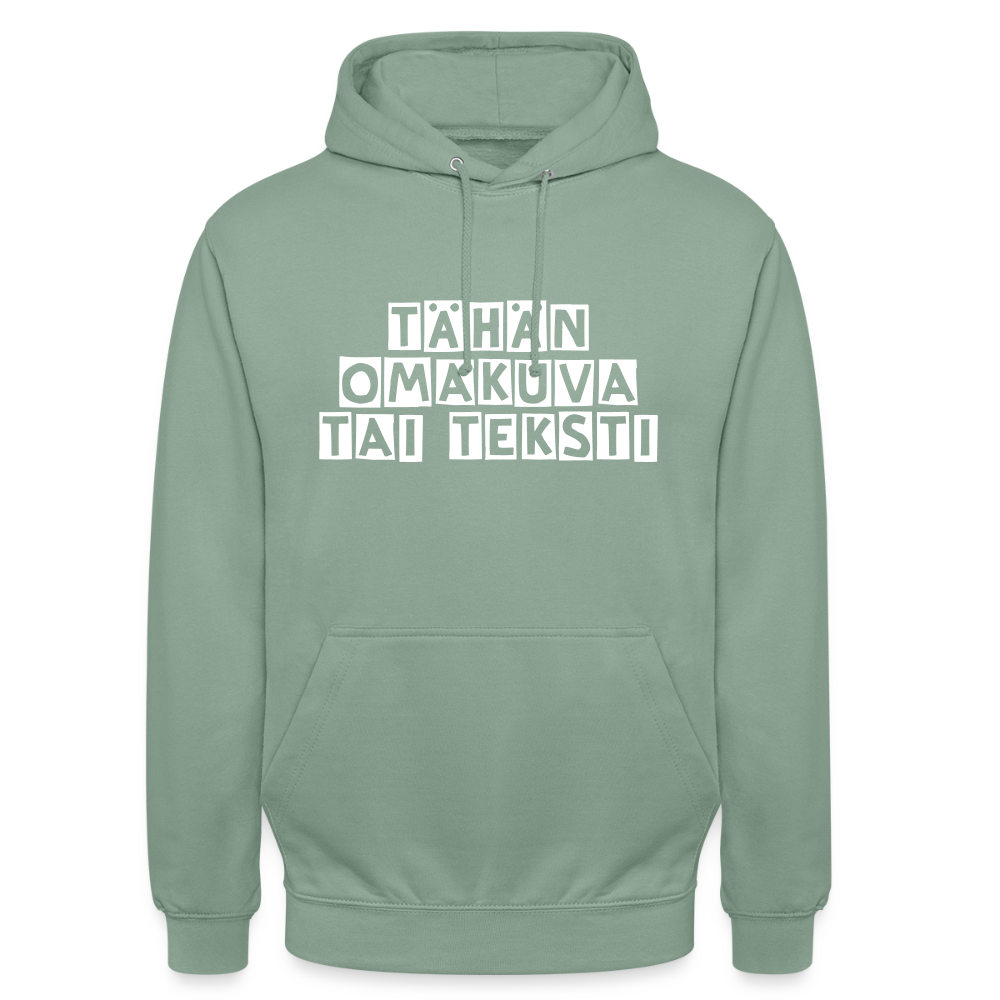 Huppari ”unisex” omalla kuvalla - harmaanvihreä