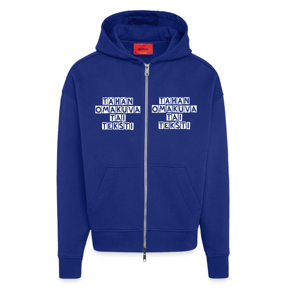 Heavyweight Oversized Organic hupparitakki omalla kuvalla. Made in EU - Iconic Blue