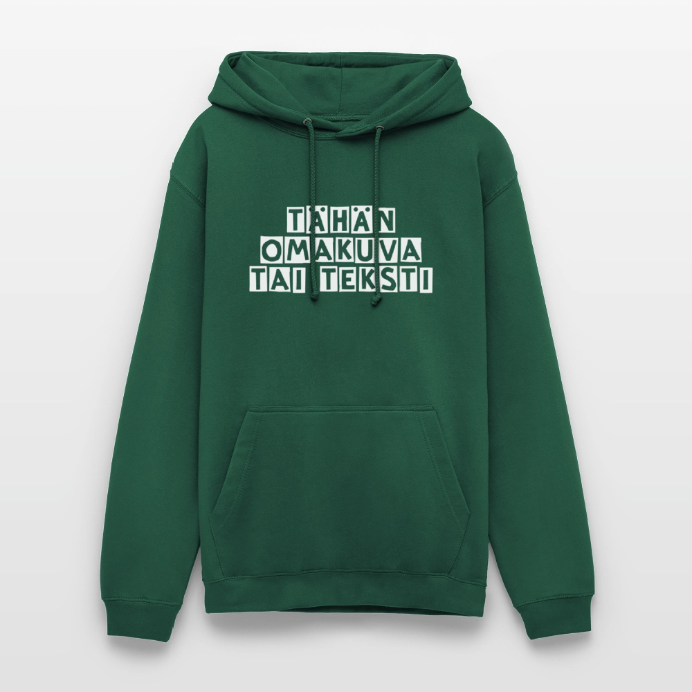 Huppari ”unisex” omalla kuvalla - pullonvihreä