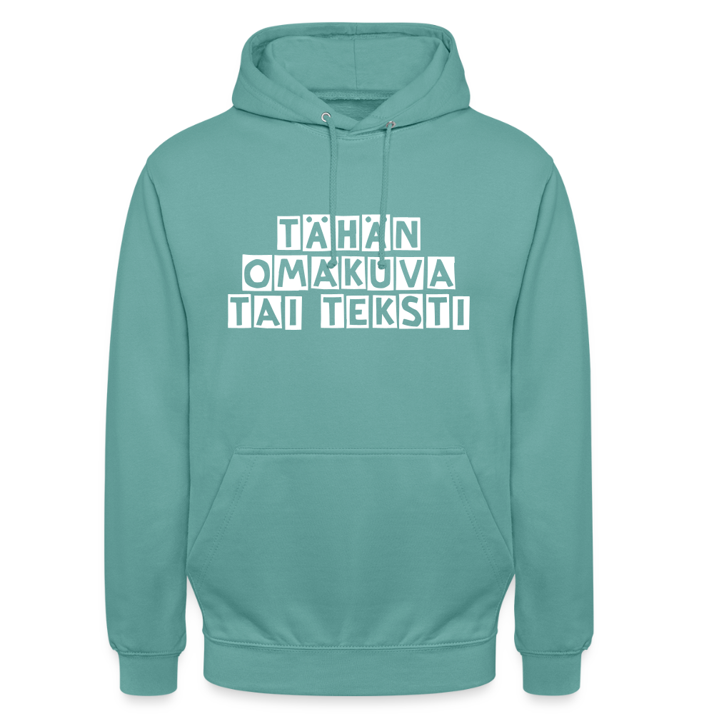 Huppari ”unisex” omalla kuvalla - pastelli turkoosi