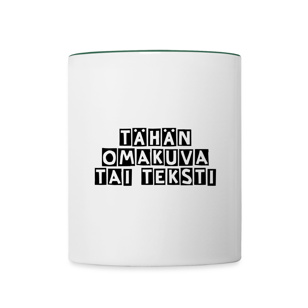 Kaksivärinen muki omalla kuvalla - valkoinen/tummanvihreä