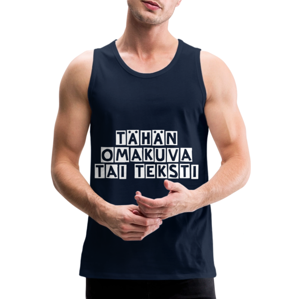 Miesten premium hihaton paita omalla kuvalla - navy