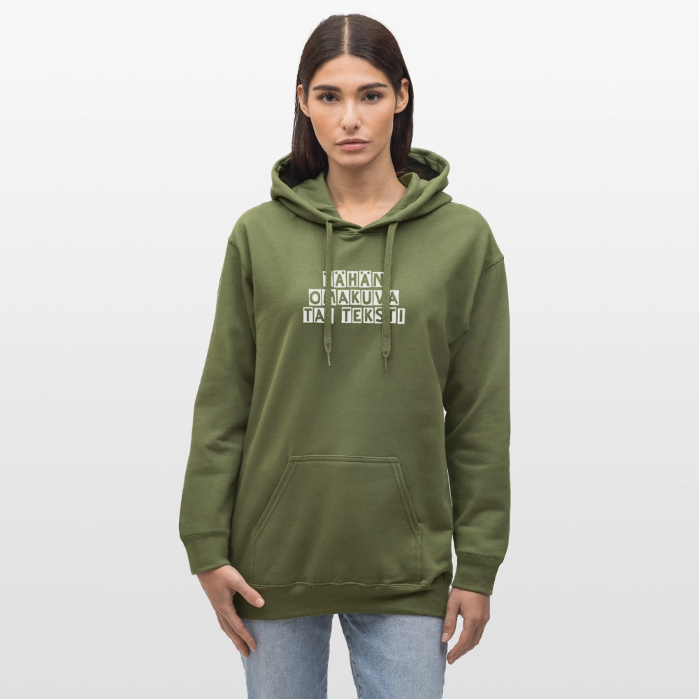 Gildan Unisex Softstyle® Midweight huppari omalla kuvalla - armeijanvihreä
