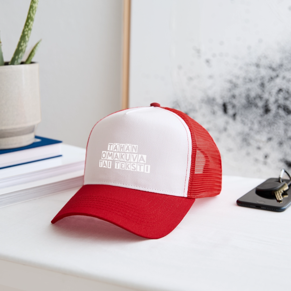 Trucker Cap omalla kuvalla - valkoinen/punainen