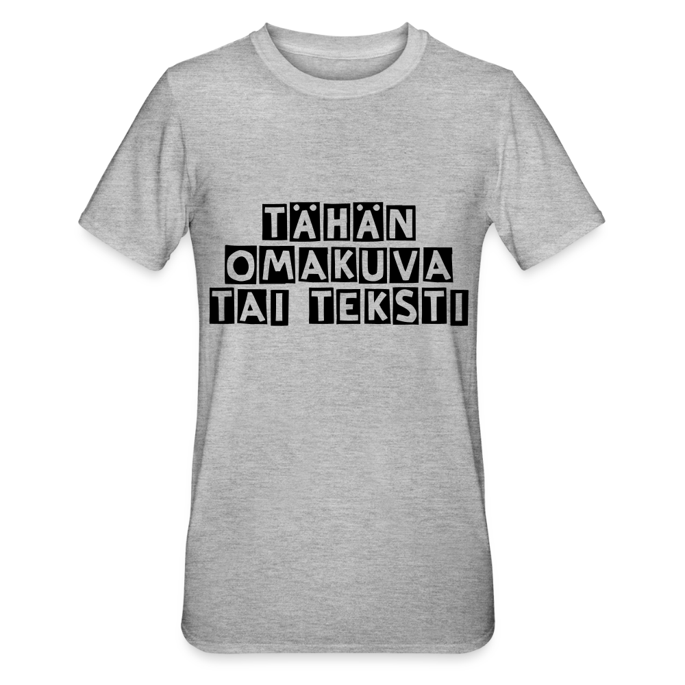 Unisex polypuuvilla t-paita omalla kuvalla - harmaasävyinen