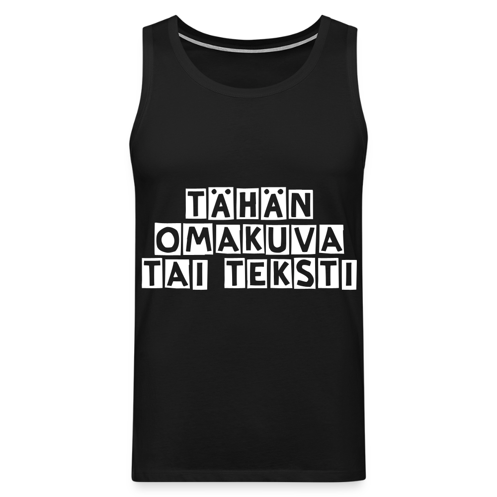 Miesten premium hihaton paita omalla kuvalla - musta