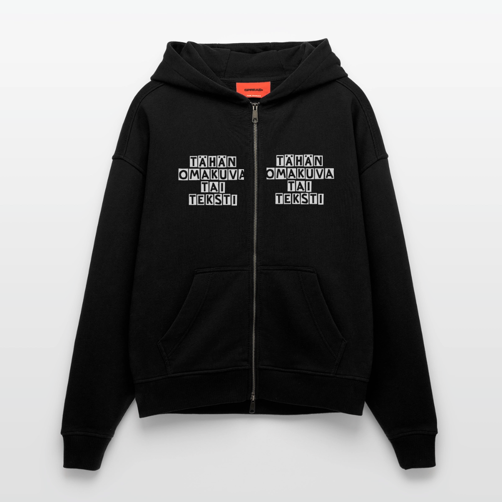 Heavyweight Oversized Organic hupparitakki omalla kuvalla. Made in EU - SOLID BLACK