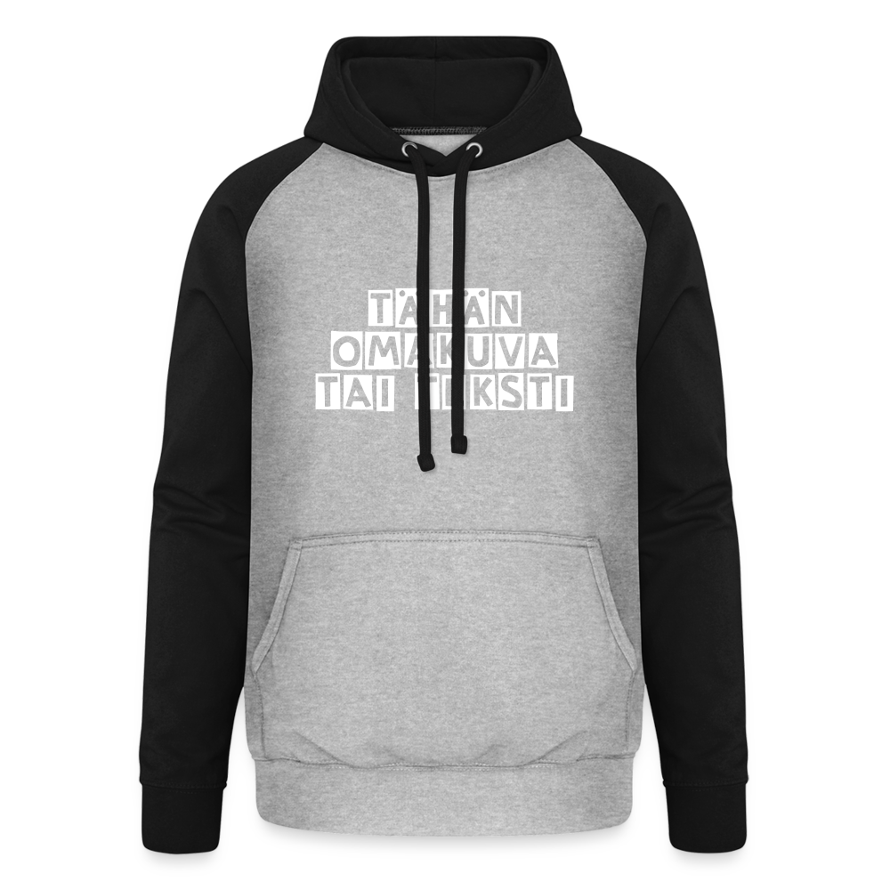 Unisex baseball-huppari omalla kuvalla - harmaasävyinen/musta
