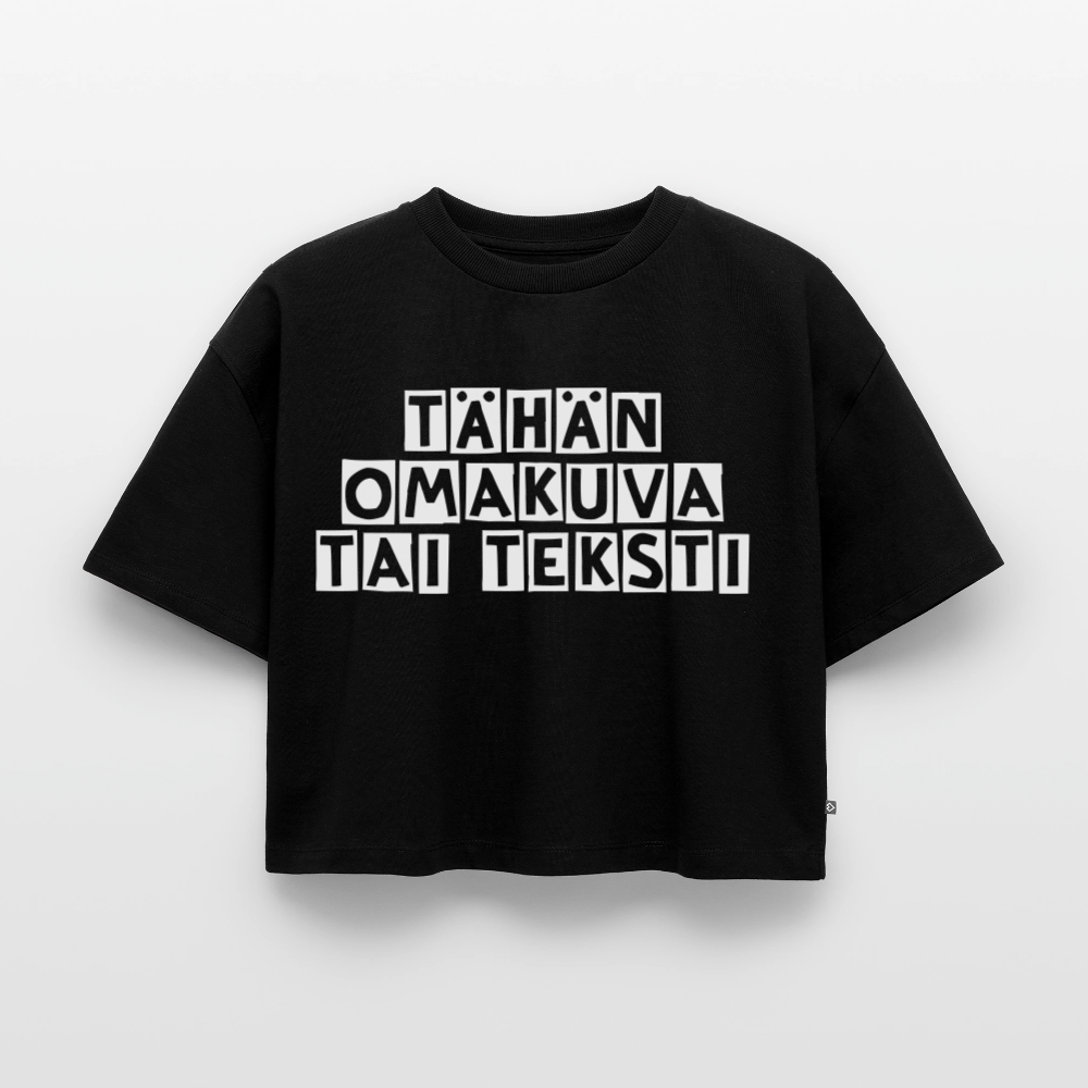 Naisten Oversized luomu lyhyt t-paita omalla kuvalla - musta