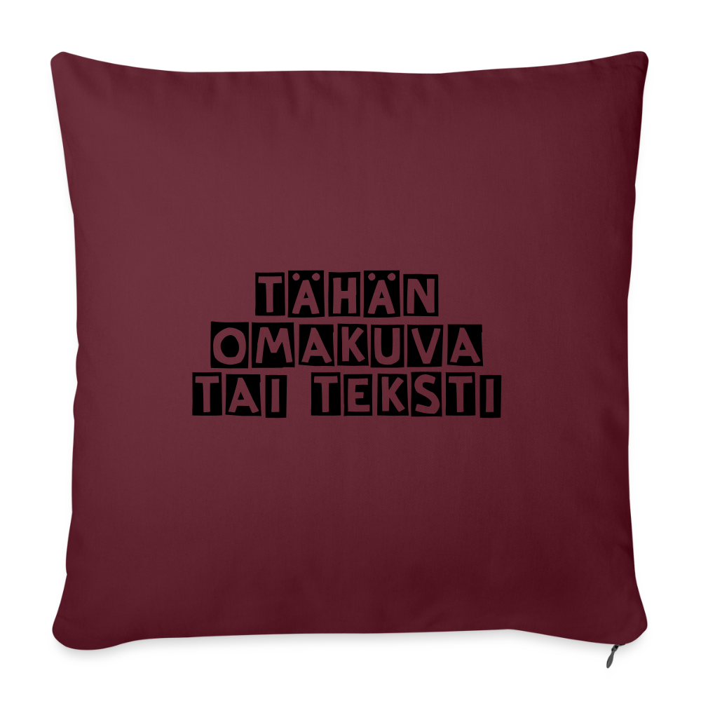 Sohvatyynyn päällinen omalla kuvalla 45 x 45 cm - burgundin punainen