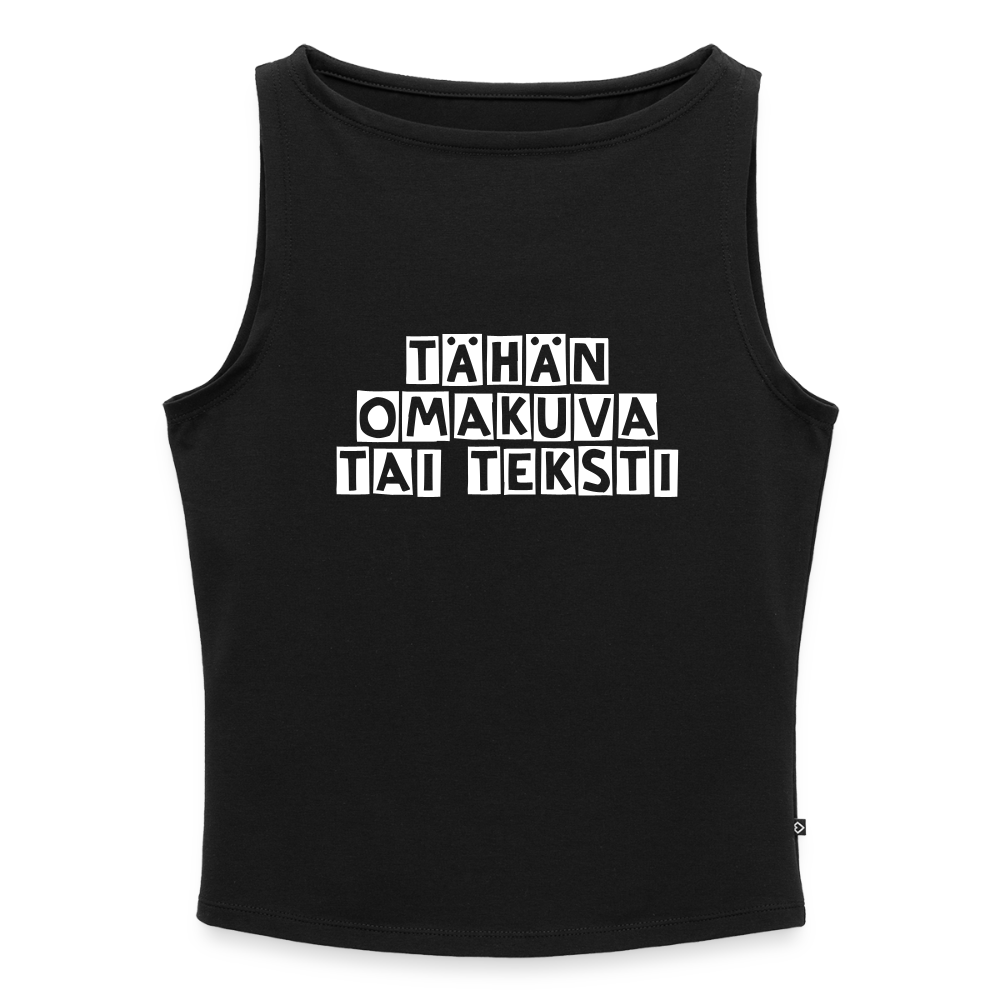 Naisten Hihaton toppi omalla kuvalla (venepääntiellä) - musta