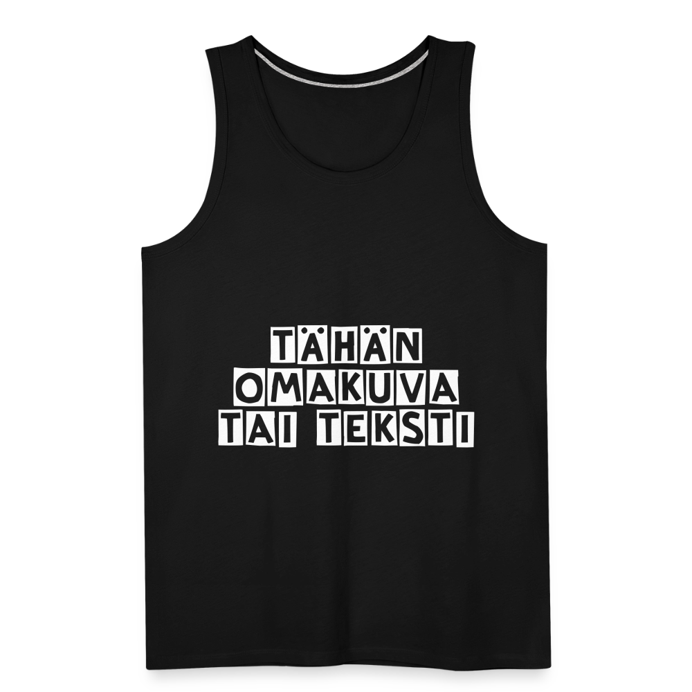 Miesten premium hihaton paita omalla kuvalla - musta