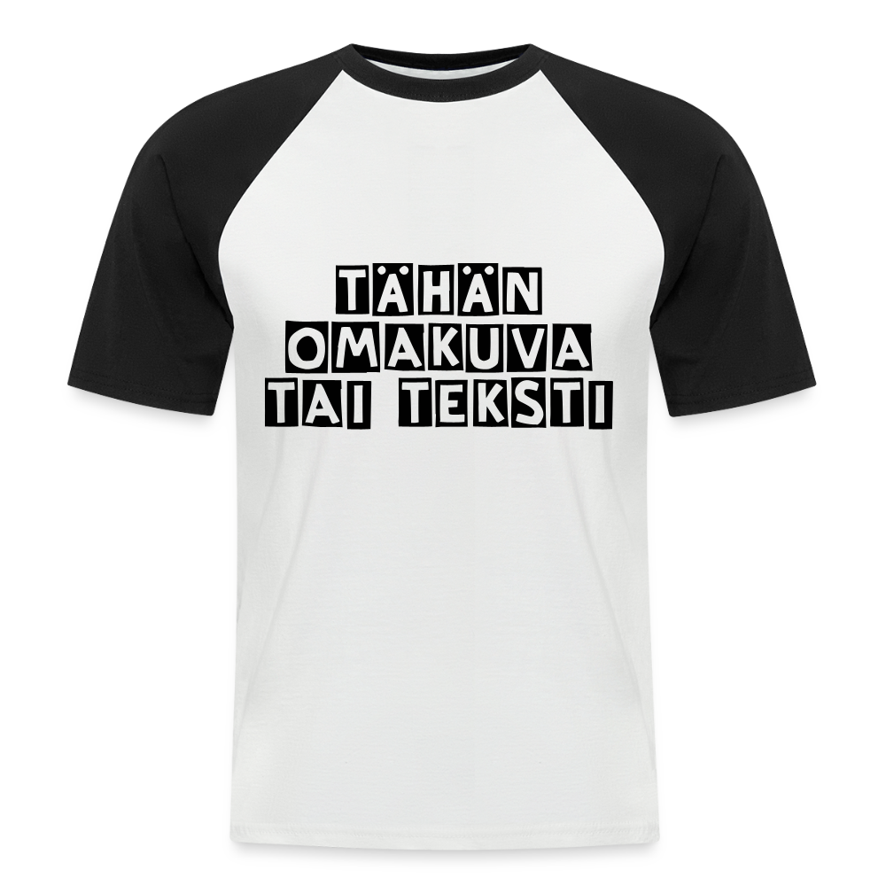 Miesten lyhythihainen baseballpaita omalla kuvalla - valkoinen/musta