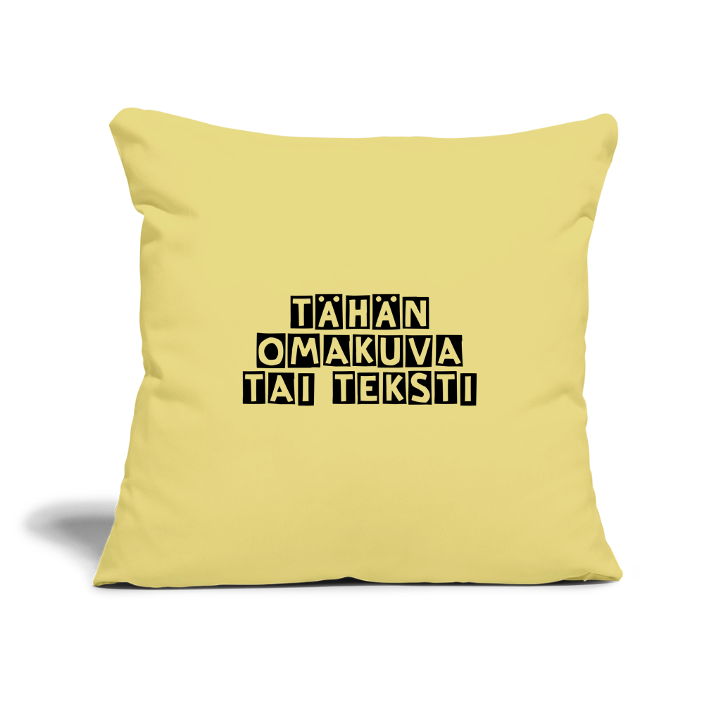 Sohvatyynyn päällinen omalla kuvalla 45 x 45 cm - pesty keltainen