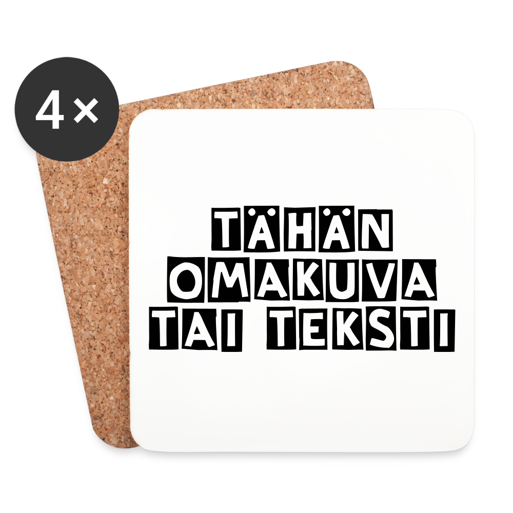 Lasinalustat omalla kuvalla (4 kpl:n setti) - valkoinen