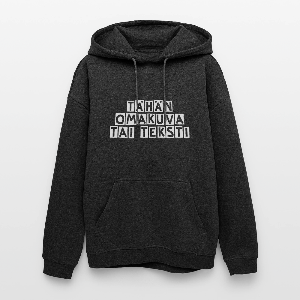 Unisex oversize huppari omalla kuvalla - hiilenharmaa