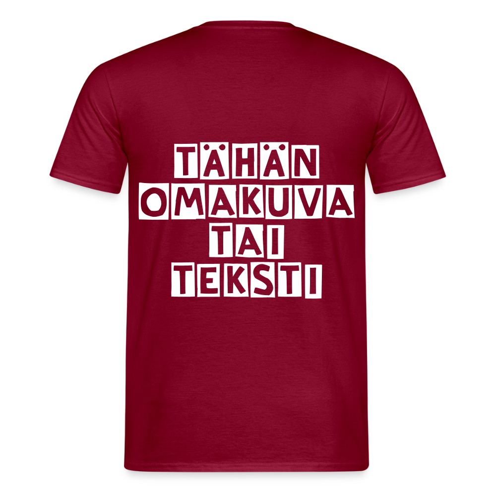 Miesten t-paita omalla kuvalla - tiilenpunainen