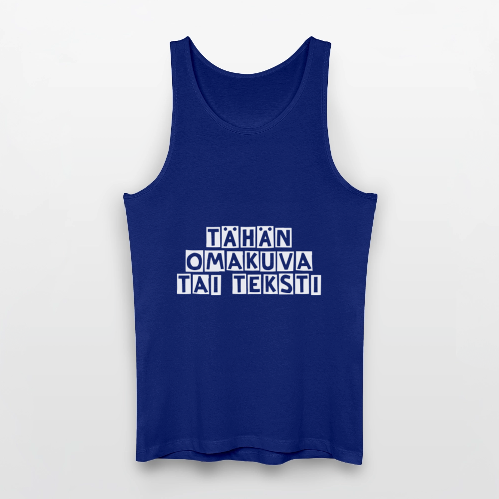 Miesten luomu-tanktoppi omalla kuvalla - kuninkaansininen