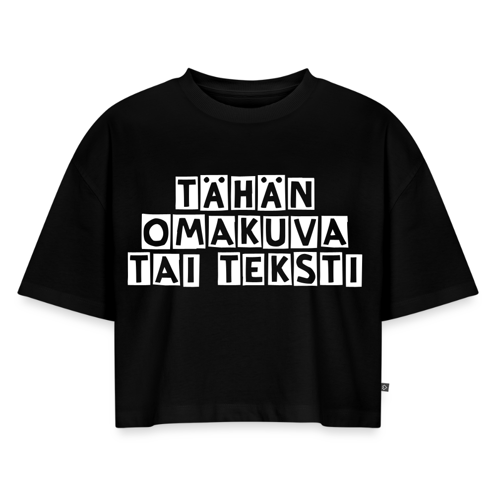 Naisten Oversized luomu lyhyt t-paita omalla kuvalla - musta