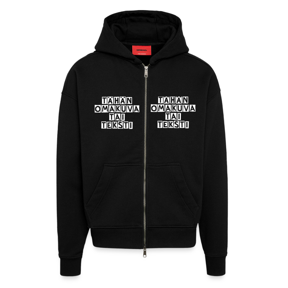 Heavyweight Oversized Organic hupparitakki omalla kuvalla. Made in EU - SOLID BLACK