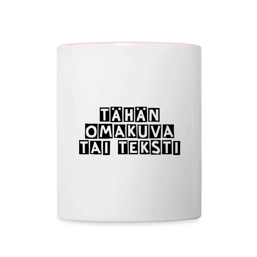 Kaksivärinen muki omalla kuvalla - valkoinen/roosa
