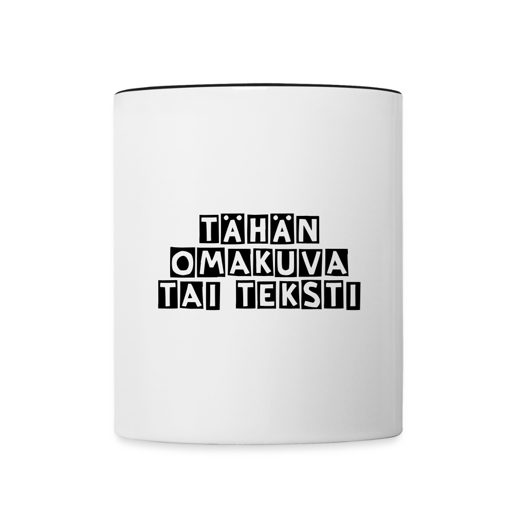 Kaksivärinen muki omalla kuvalla - valkoinen/musta