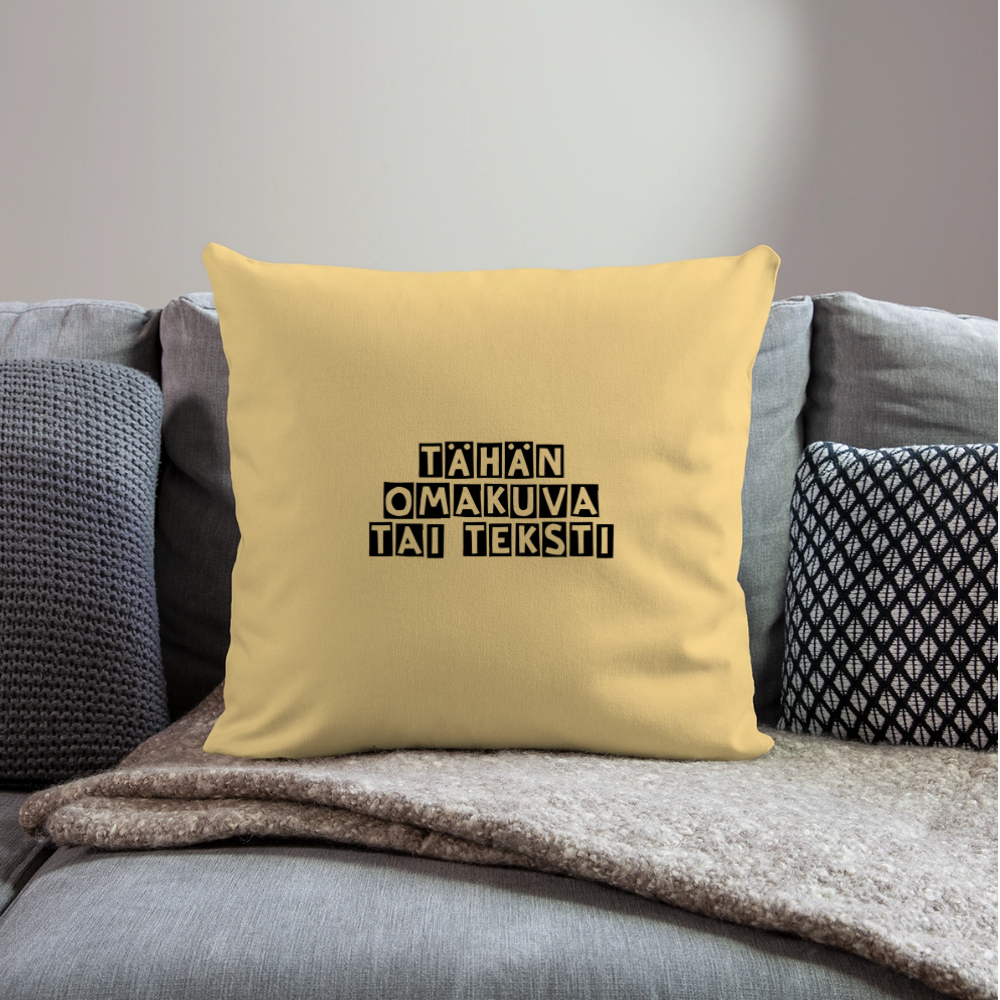 Sohvatyynyn päällinen omalla kuvalla 45 x 45 cm - pesty keltainen