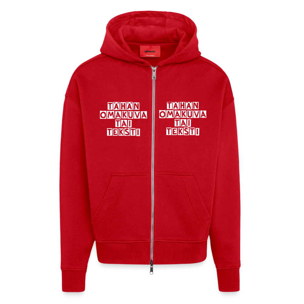 Heavyweight Oversized Organic hupparitakki omalla kuvalla. Made in EU - punainen