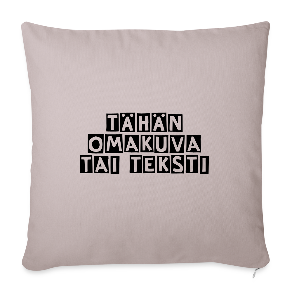 Sohvatyynyn päällinen omalla kuvalla 45 x 45 cm - vaalea harmaanruskea