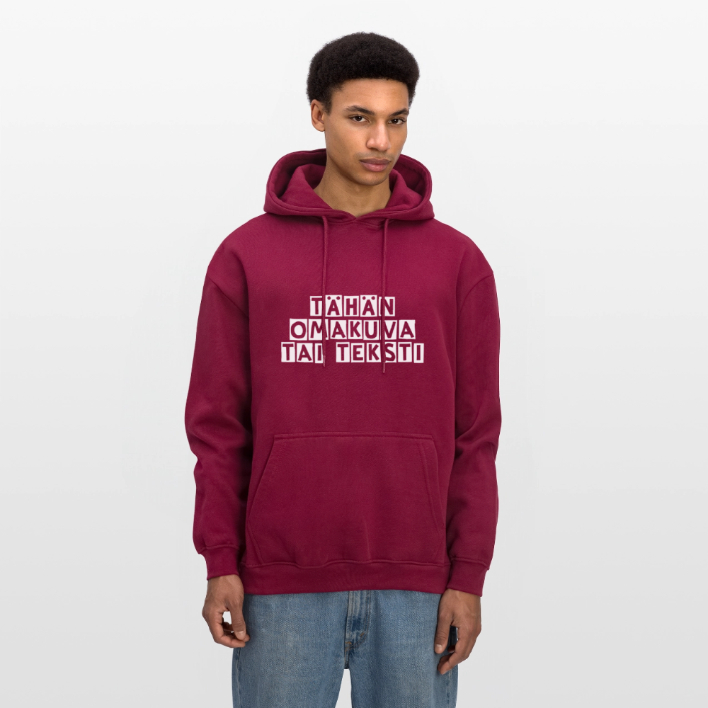 Unisex oversize huppari omalla kuvalla - burgundin punainen