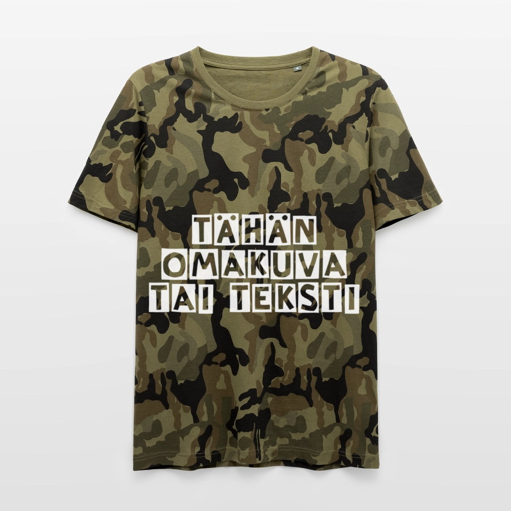 Miesten camo t-paita omalla kuvalla - maastoväri