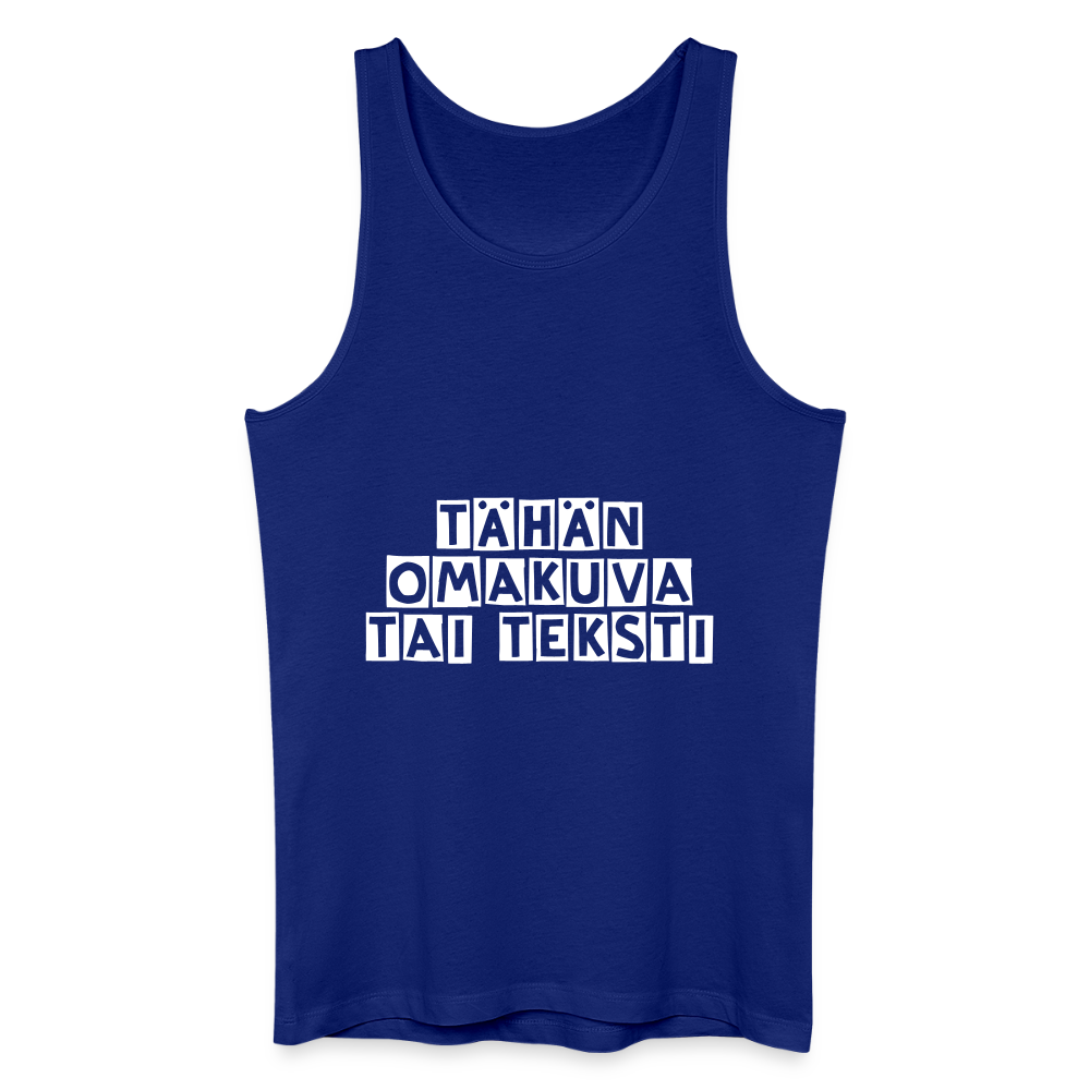 Miesten luomu-tanktoppi omalla kuvalla - kuninkaansininen