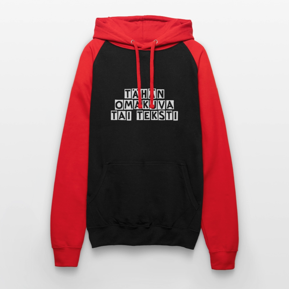 Unisex baseball-huppari omalla kuvalla - musta/punainen