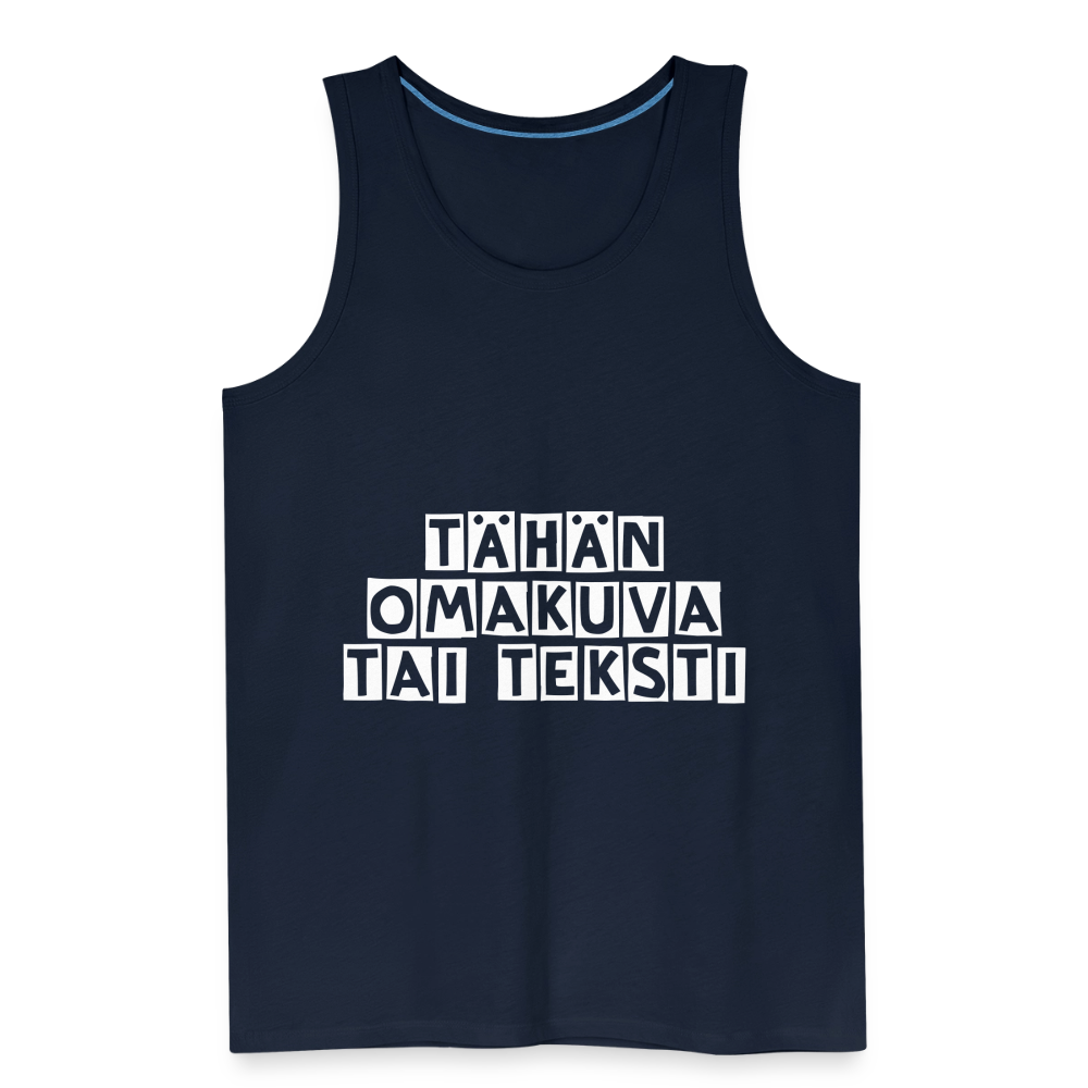Miesten premium hihaton paita omalla kuvalla - navy