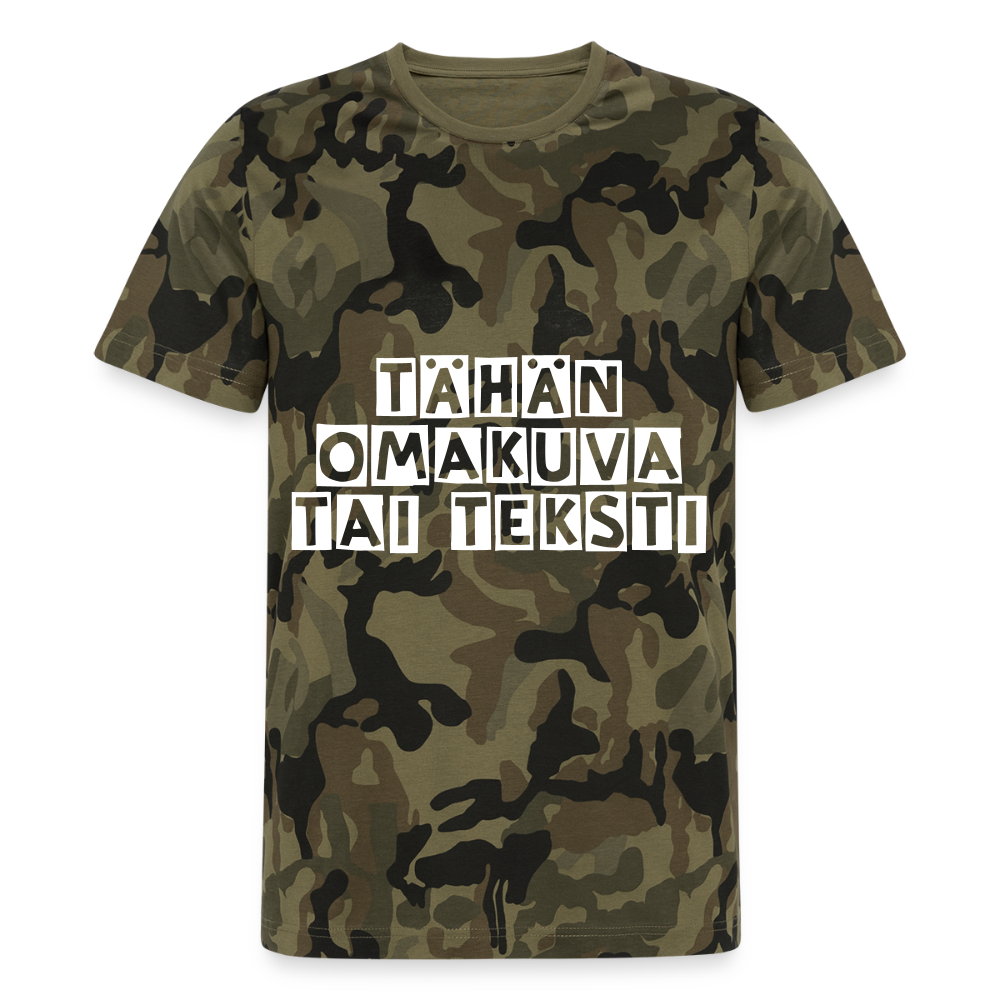 Miesten camo t-paita omalla kuvalla - maastoväri