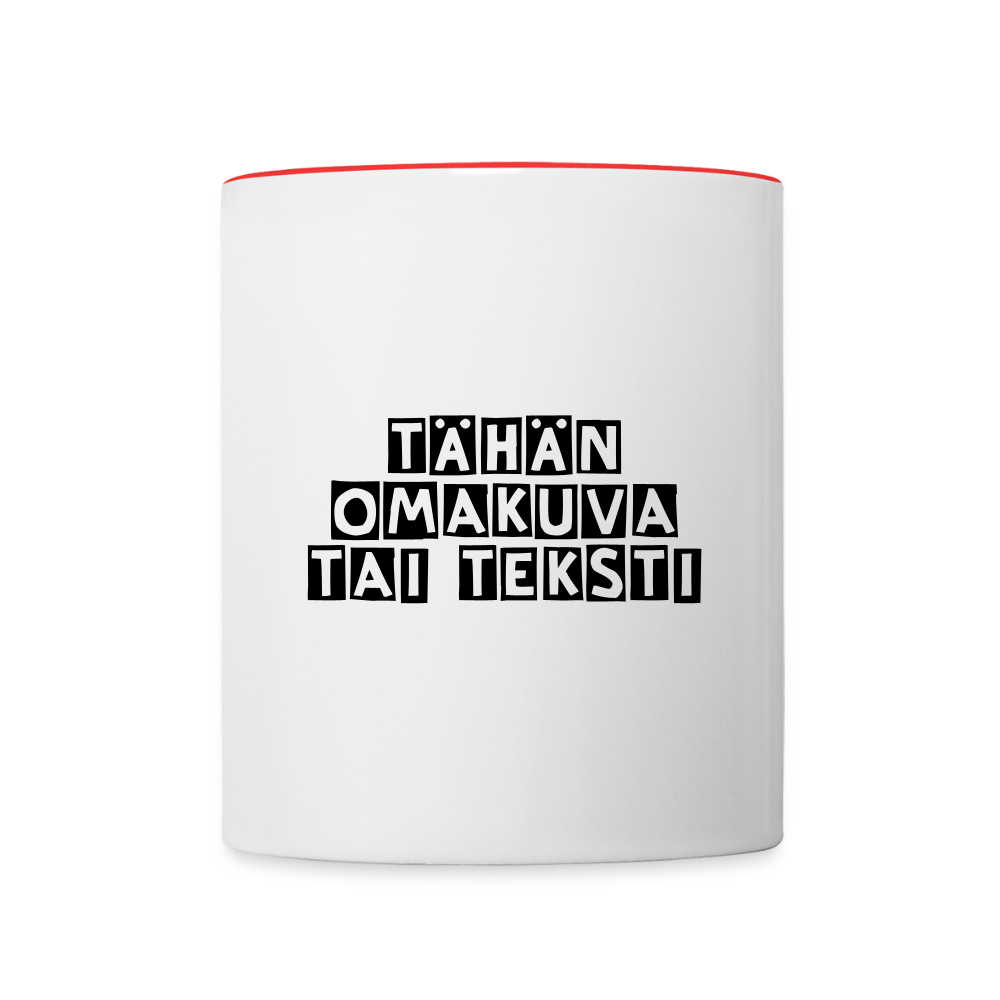Kaksivärinen muki omalla kuvalla - valkoinen/punainen