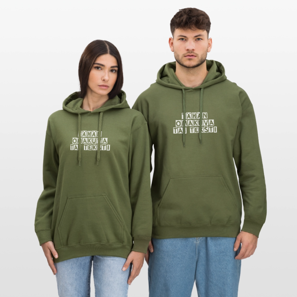 Gildan Unisex Softstyle® Midweight huppari omalla kuvalla - armeijanvihreä