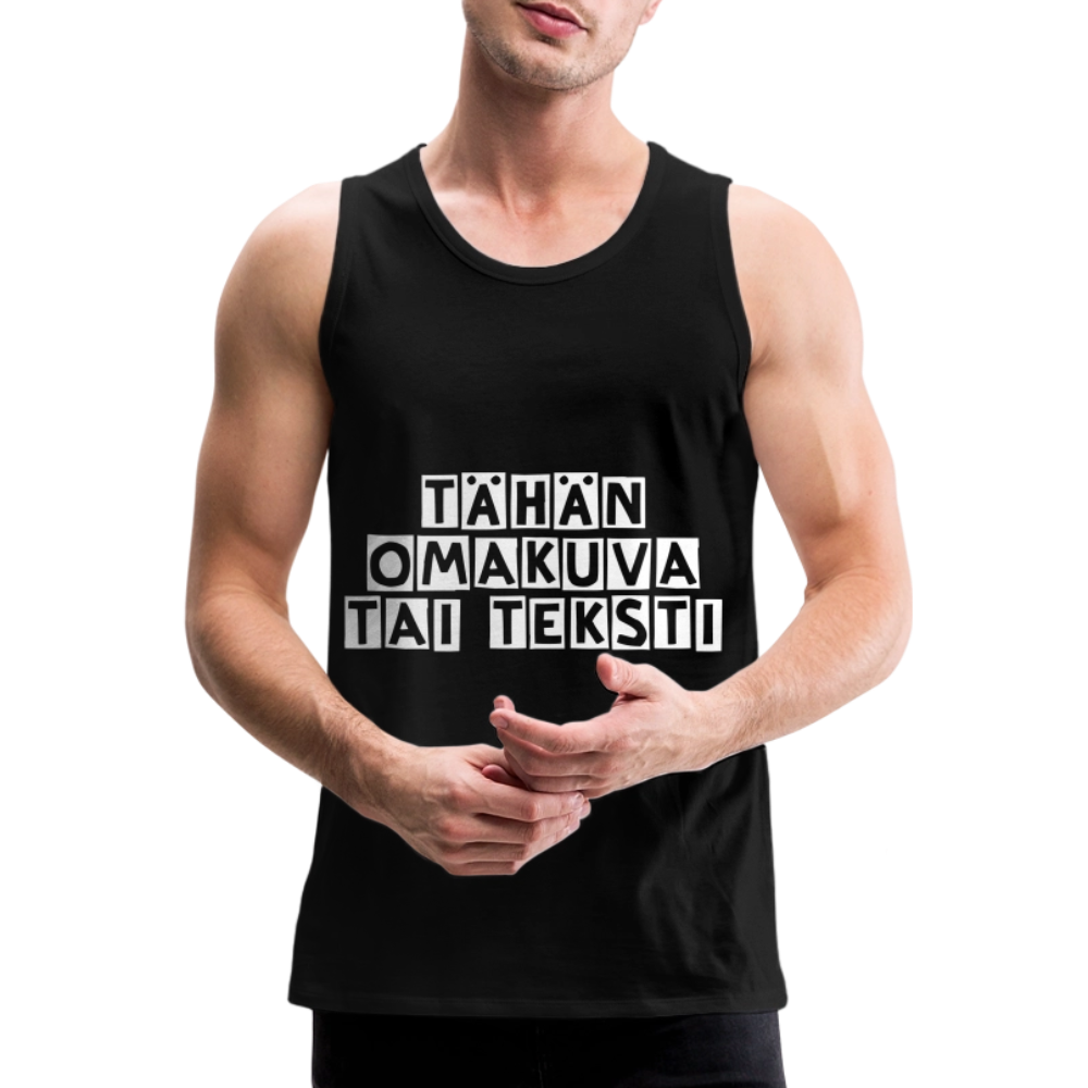 Miesten premium hihaton paita omalla kuvalla - musta