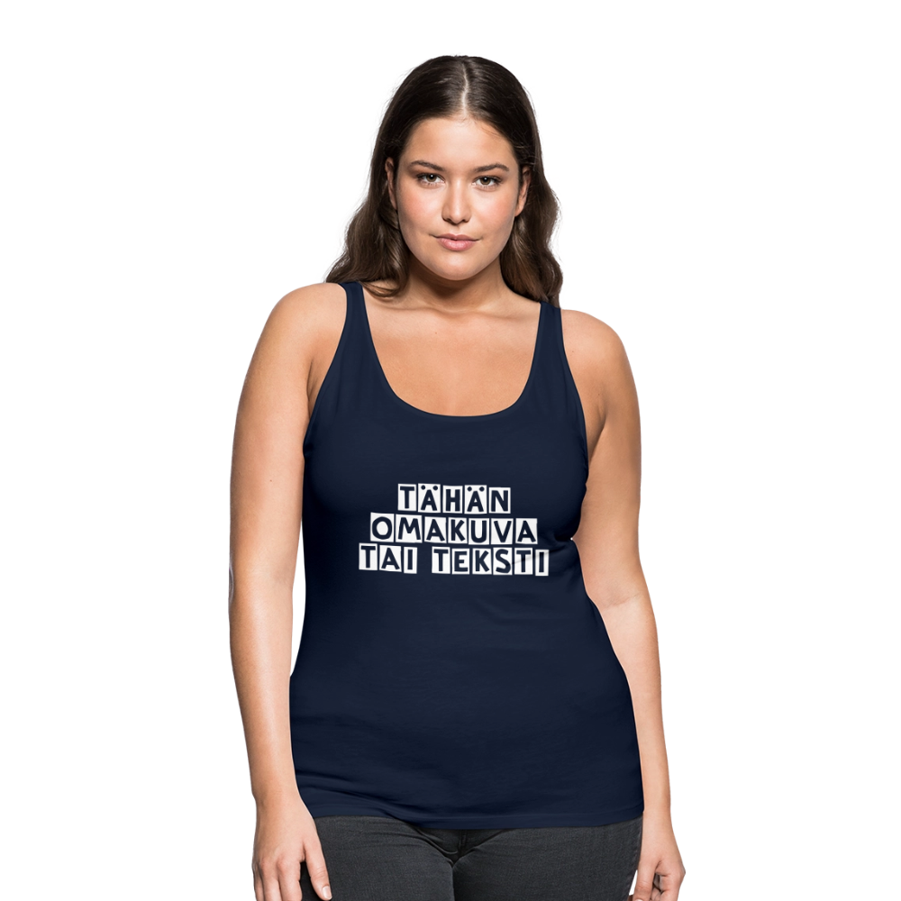 Naisten premium hihaton toppi omalla kuvalla - navy