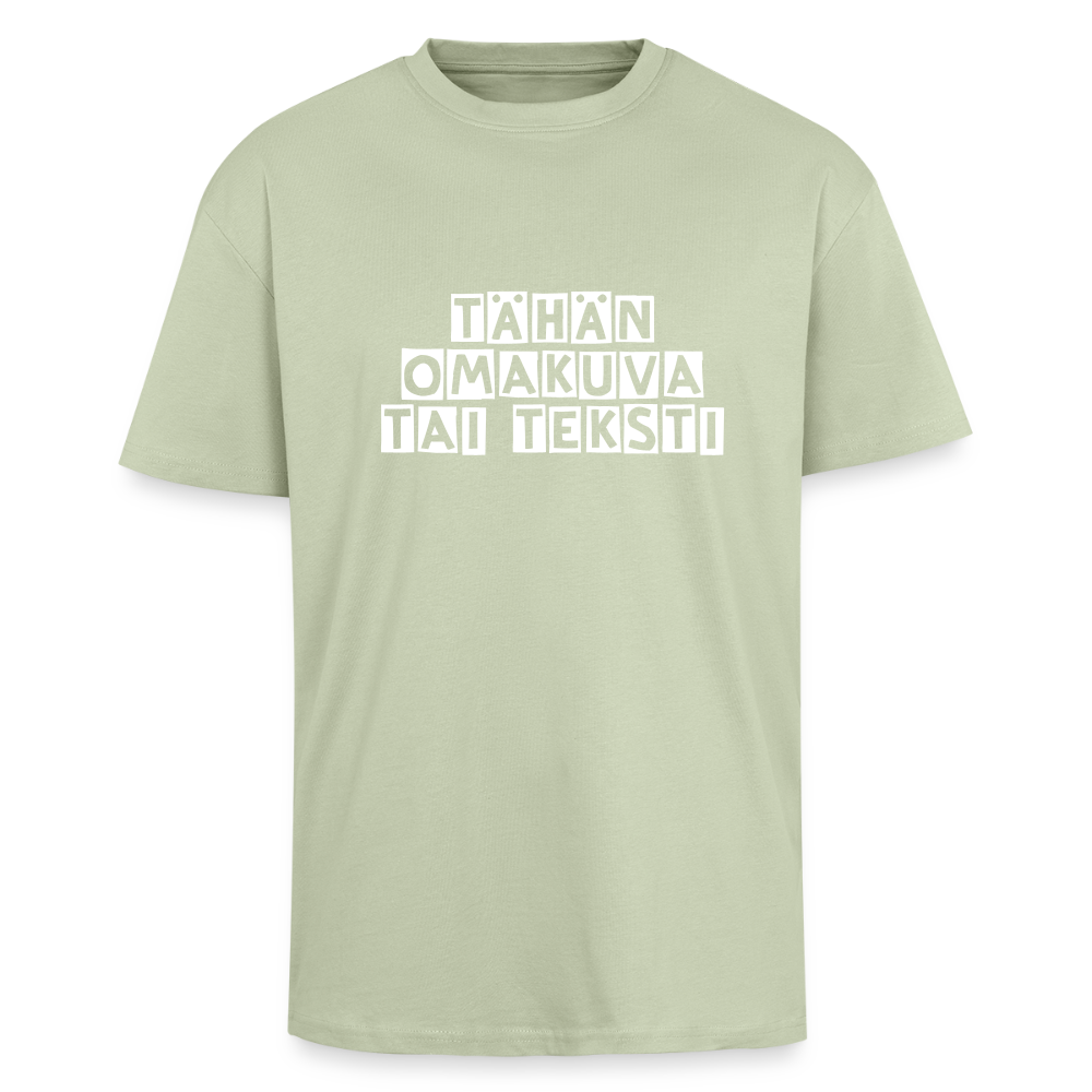 Paksu Oversized T-paita omalla kuvalla - vaalean salvianvihreä