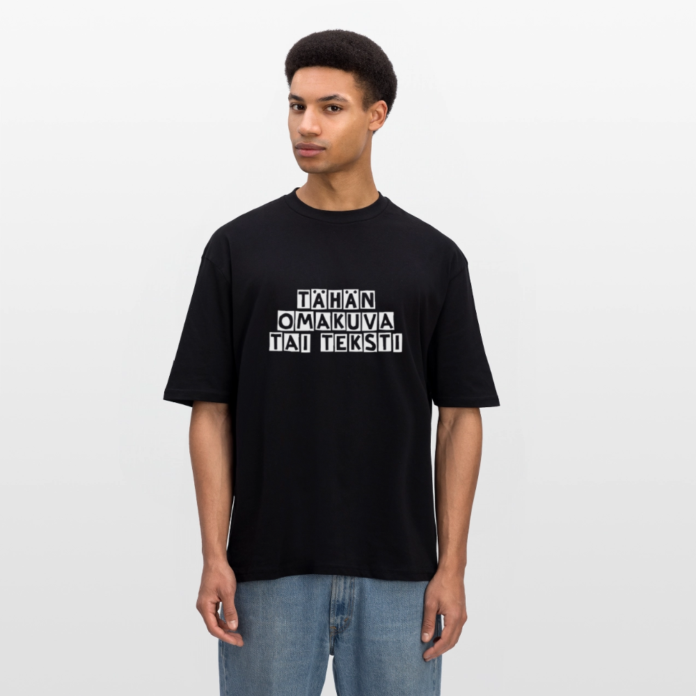 Oversized unisex t-paita omalla kuvalla - musta