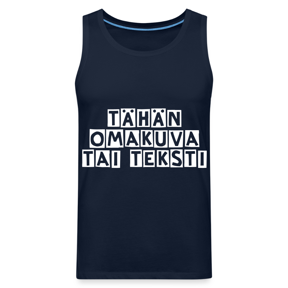 Miesten premium hihaton paita omalla kuvalla - navy