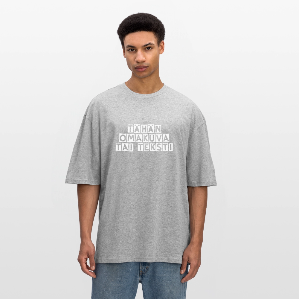 Oversized unisex t-paita omalla kuvalla - harmaasävyinen