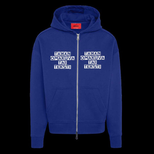 Heavyweight Oversized Organic hupparitakki omalla kuvalla. Made in EU - Iconic Blue