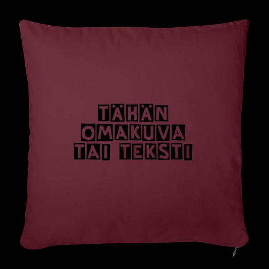 Sohvatyynyn päällinen omalla kuvalla 45 x 45 cm - burgundin punainen