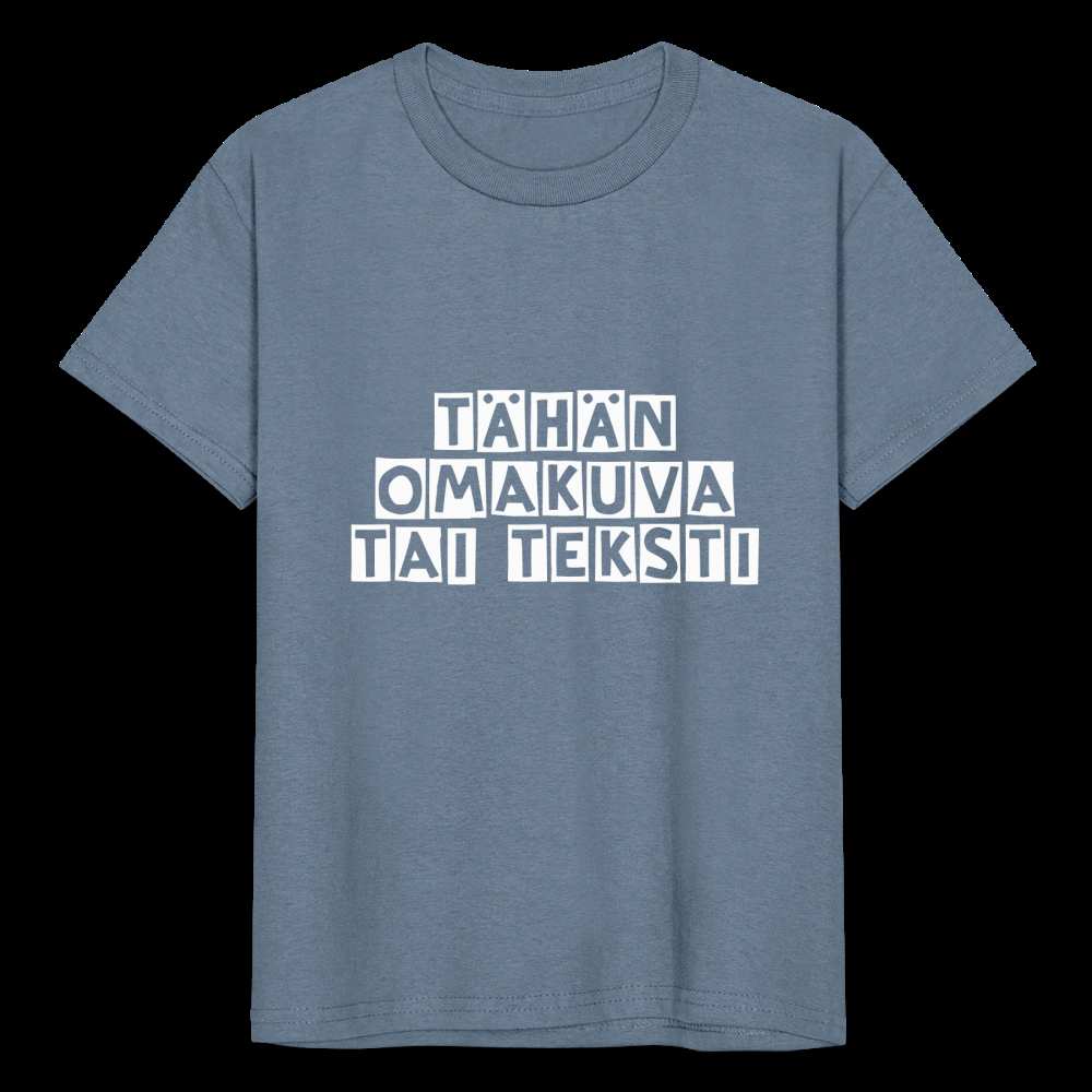 Nuorten Heavy Cotton t-paita omalla kuvalla - siniharmaa